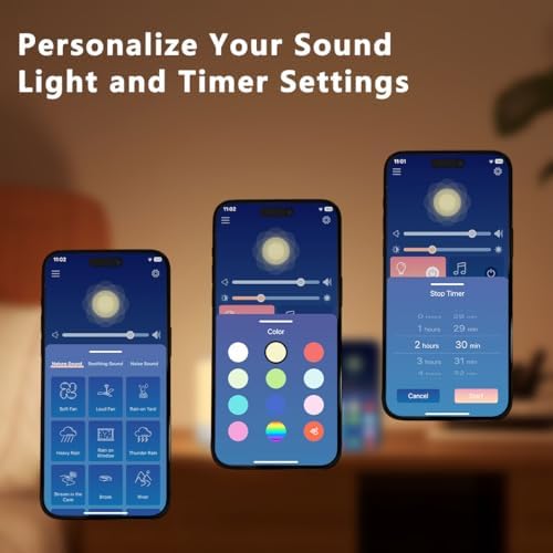 Easysleep Optical Lamps Sound Machine Baby White Noise Machine for Sleeping with 30 Soothing Sounds 12 Night Light,Timers, App Remote Control,Night Light Sleep Machine for Nursery Kid - Image 7
