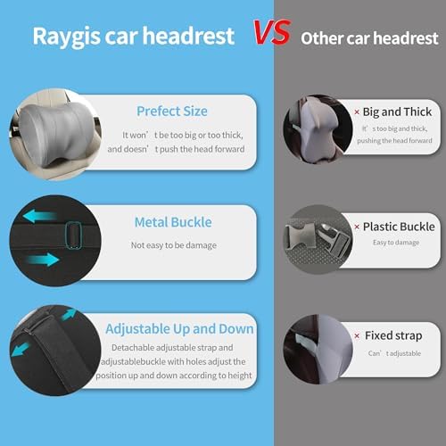 Car Neck Pillow Adjustable Up and Down Style 2 Pack,Car Headrest Pillow for Neck Support Relieves Driving Fatigue, Soft Memory Form and Ergonomic Design Fits Most Heights and Car Seats (Gary) - Image 5