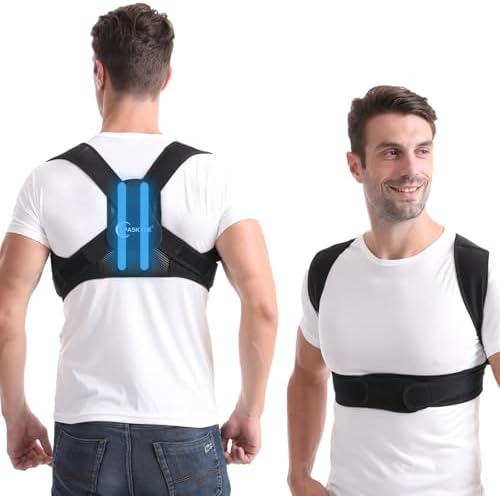 Paskyee Posture Corrector for Women and Men, Adjustable Back Brace for Neck, Shoulder, and Upper Back Pain Relief, Back Straightener for Clavicle Support Black S/M by Paskyee