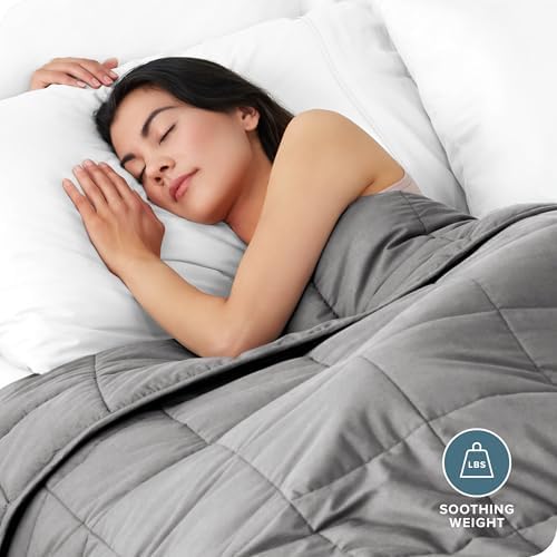Bare Home Cotton Weighted Blanket (Light Grey, 80"x87" 25lbs) - Image 2