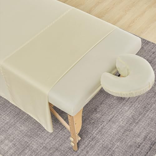 MRJ Soft 3 Piece Set Microfiber Massage Sheet Set,for Massage Tables,Includes Massage Flat Sheet,Massage Fitted Sheet and Face Rest Cover,Natural - Image 2
