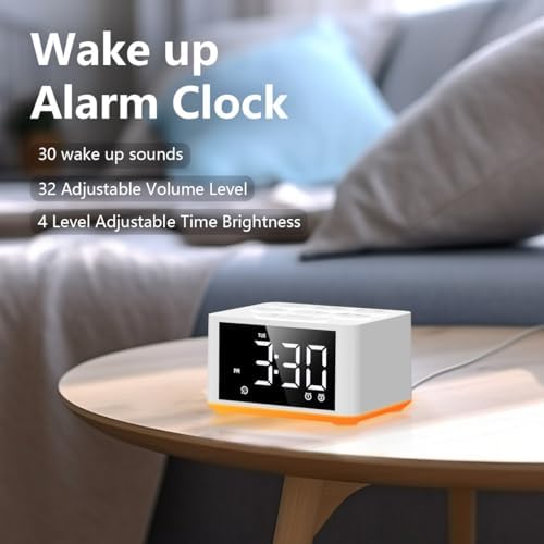 3-in-1 Sound Machine White Noise Machine Dual Alarms 12 Color Night Lights 30 Soothing Sounds 15 Wake Up Sounds 32 Volume for Baby Adults Kids Sleep Timer Memory Function Backup Battery Alarm Clock - Image 5