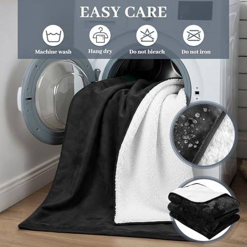 Tisancy Waterproof Gray Blanket for Dog Cat Puppy, 40'' x 60'' Double Side Leakproof Reversible Double Side Sherpa Flannel Fleece 3 Layer Lightweight Blanket, Absorb 25oz(BlackWhite), Machine Washable - Image 6
