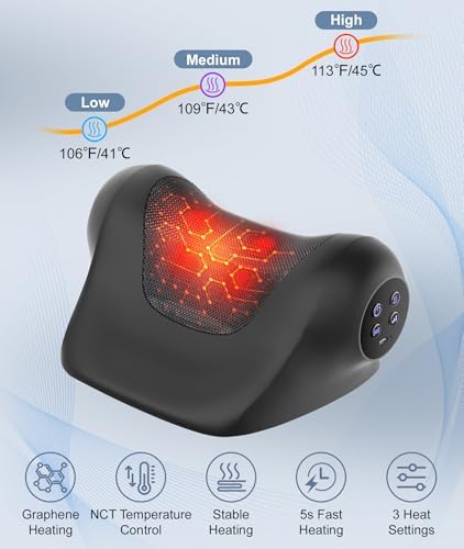 Neck Massager with Heat, Red Light & Vibration Adjustable, Heated Neck Stretcher with 3 Modes, Rechargeable Cervical Traction Device for Pain Relief & Muscle Relaxation, Gift for Women Men - Image 3