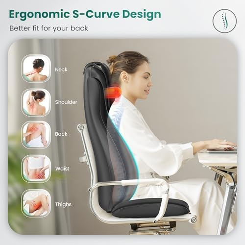 Snailax Shiatsu Neck Back Massager with Heat, Massage Chair Pad with Compression, Height-Adjustable Neck Massage Rollers Chair Seat Massager, Gifts for Men, Women - Image 2