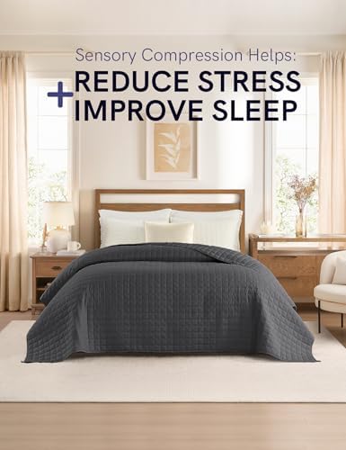YnM Exclusive Kids Weighted Blanket, Soothing Cotton, Smallest Compartments with Glass Beads, Bed Blanket for One Person of 90lbs, Ideal for Twin Bed (41x60 Inches, 10 Pounds, Navy) - Image 2