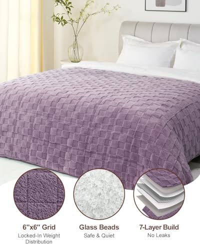 Kivik 15lbs Weighted Blanket for Adults, Checkered Fleece & Sherpa, 60"x80" - Image 6