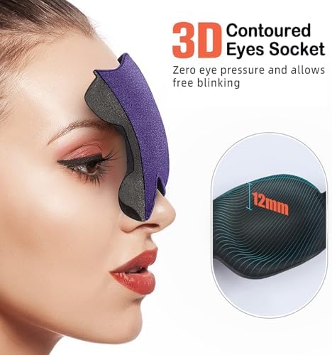 Sleep Mask Invisible Alar Deep Orbit 3D Eye Mask Ultra Lightweight & Comfortable Sleeping Mask for Travel, Nap, Shift Works,XL Purple - Image 7