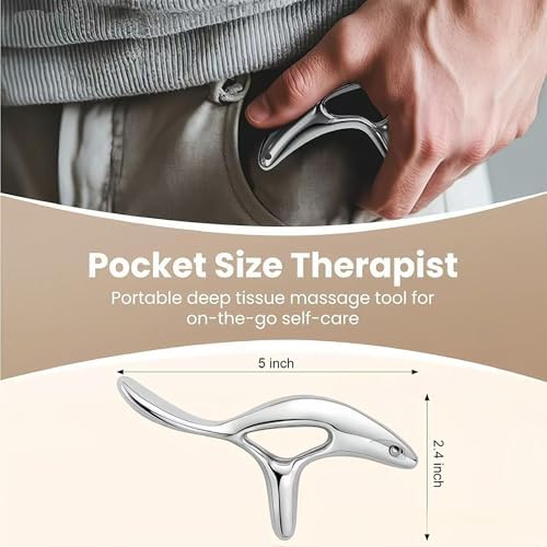 Ergonomic Deep Tissue Massage Tool, Metal Trigger Point Gua Sha Scraper for Full Body Myofascial Release, FSA Eligible Acupressure Thumb Saver Tool for Neck, Back & Muscle Knot Relief - Image 6