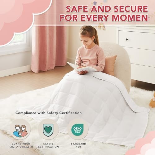 CuteKing Weighted Blanket - Weighted Blanket with Premium Glass Beads - Breathable Heavy Blanket for Comfortable Rest - Thick Blanket All Season (7lbs, 40"x60", White) - Image 3