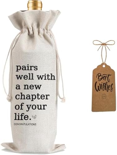 1Pcs New Chapter Wine Gifts Bag Next Chapter Wine Bag, Pairs Well With a New Chapter of Your Life with 1Pcs Kraft Blessing Cards and natural jute rope - Image 7