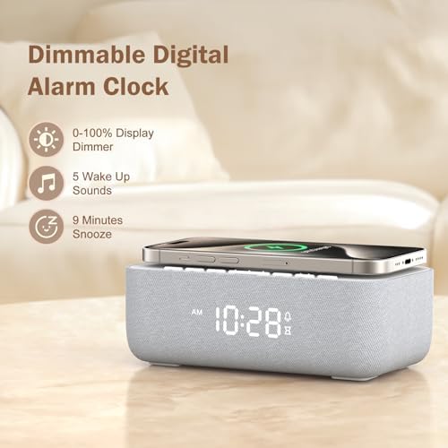 REACHER 15W Wireless Charging Alarm Clock with White Noise Machine - Image 4