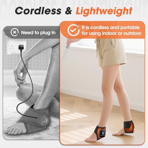Cordless Ankle Heating Pad, Ankle Massager with Heat, FSA Eligible Items List Foot Heating Pad, Rechargeable 3 Vibration and Heating Modes, HSA Approved Products (Black) - Image 3