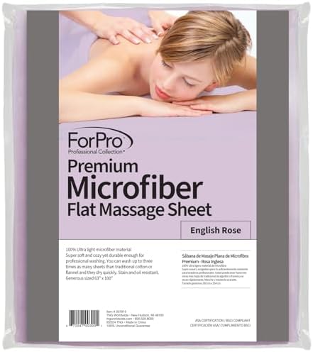 ForPro Premium Microfiber Massage Flat Sheet, 100"L x 63"W, English Rose by ForProProfessionalCollection