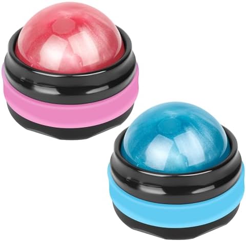 Coolrunner Massage Ball, 2-Pack Handheld Manual Roller Massager, Blue+Pink by Coolrunner