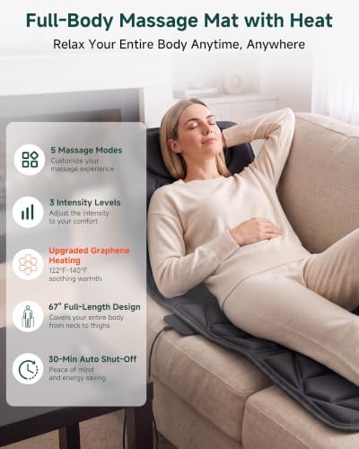Snailax Full Body Massage Mat with Heat, 10 Motors Vibration Massage Pad - Image 2
