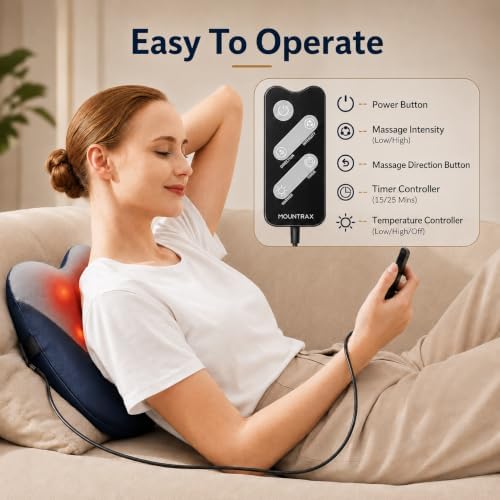 MOUNTRAX 2026 Upgraded, Shiatsu Back Massager with Heat, Gifts for Women Men, Back Massager for Pain Relief Deep Tissue, 3D Kneading Massage Pillow for Back - Image 5