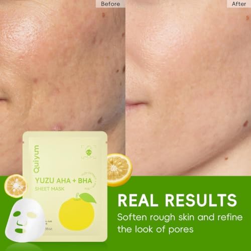 QUIYUM 14 Pack YUZU Sheet Mask - Oil control Facial Masks for Women & Teens - Image 5