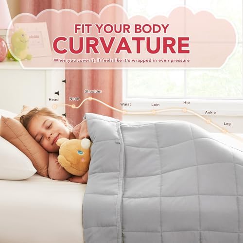 CuteKing Weighted Blanket - Weighted Blanket with Premium Glass Beads - Breathable Heavy Blanket for Comfortable Rest - Thick Blanket All Season (10lbs, 40"x60", Light Grey) - Image 3