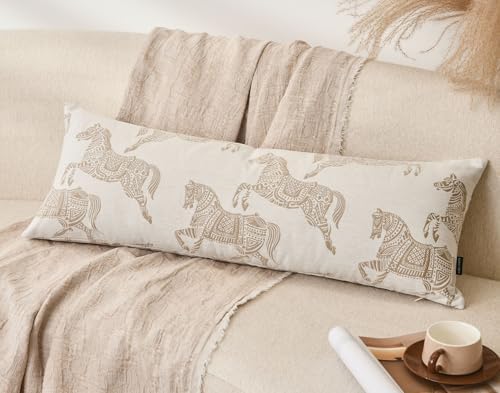 14x36 Lumbar Pillow Cover, Double Sided Horse Pattern Chenille Jacquard Long Body Pillow Covers for Bed Couch Sofa, Decorative Throw Pillows Cushion Cover for Living Room Bedroom - Image 2