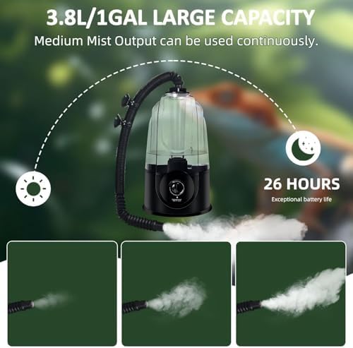 Coospider 3.8L Reptile Fogger Mister, Quiet Reptile Humidifier for Reptiles Tank, Terrarium Humidifiers with Extended Tube, Automatic Reptile Misting System for Reptiles Amphibians Herps Vivarium - Image 4