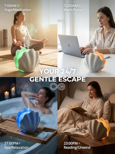 Essential Oil Diffuser 260ML, Shell Aroma Diffuser with Remote Control, 7 Colors LED Night Light for Bedroom Home Relaxation, Valentines Day Gifts - Image 6