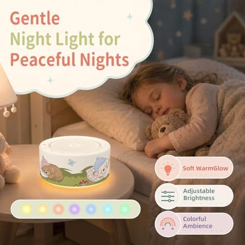 Kipcush White Noise Machine for Baby & Adults, Sleep Sound Machine with 30 Soothing Sounds, 8-Color Night Light, Memory Function, White Noise for Sleeping, Nursery, Office, Travel, Relaxation - Image 6