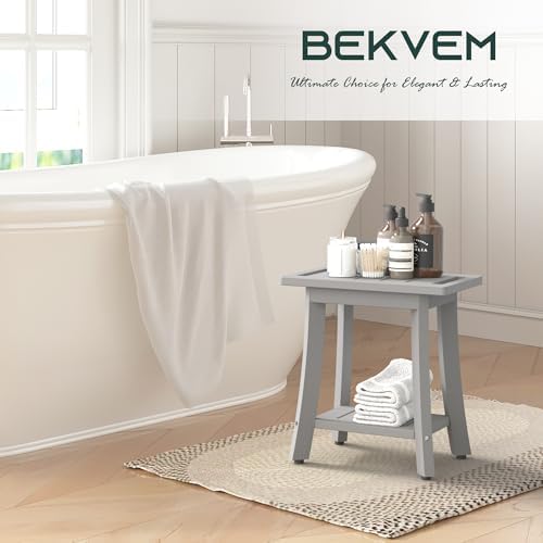 Waterproof HIPS Shower Bench for Inside Shower, Shower Stool, Grey - Image 2
