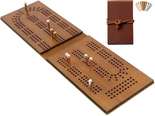 Jeereal Travel Cribbage Board Game Leather & Solid Bambo-Wood Pocket Sized Tiny Card Game Board (Bamboo|3 Tracks) - Image 4