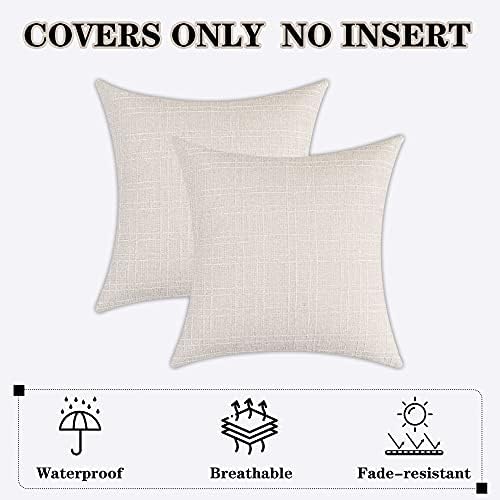 Kevin Textile Outdoor Waterproof 22”x22” Pillow Covers 2 Pack, Light Beige - Image 6
