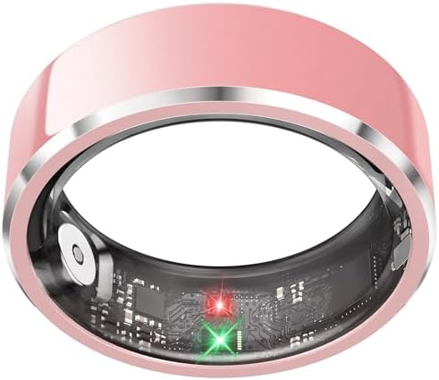 Smart Ring for Women, Fitness & Activity Tracker with Blood Pressure/Heart Rate Monitor, Sleep Tracker, Step Counter, IP68 Waterproof Ring for iOS & Android, Fast Charge, No Subscription (Pink,Size8) by PJIVE