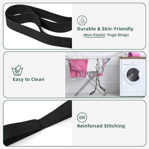 Abiarst Stretching Strap Yoga Straps for Physical Therapy, 10 Loops Non-Elastic Stretch Band for Pilates, Flexibility, Exercise and Gymnastics - Image 2