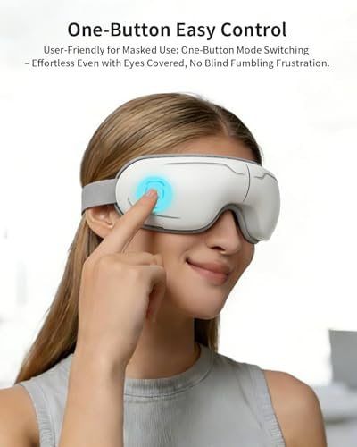 Eye Massager with Heat and Compression - Classic White Heated Eye Mask with Vibration, Bluetooth Music, 6 Modes, Rechargeable 1200mAh Battery for Eye Strain, Dry Eyes, Migraines Relief - Image 5