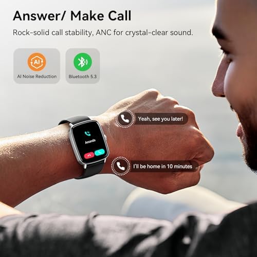 Smart Watch for Women Men, 1.85" HD AMOLED Fitness Tracker (Answer/Call) with 24/7 Heart Rate/Sleep/SpO2 Monitor for iPhone & Android, 120+ Sports Modes Smartwatch with IP68 Waterproof, 2 Bands - Image 3