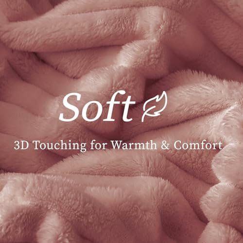 BEDELITE Ribbed Fleece Throw Blanket for Couch, Dusty Pink, 50"x60" - Image 4