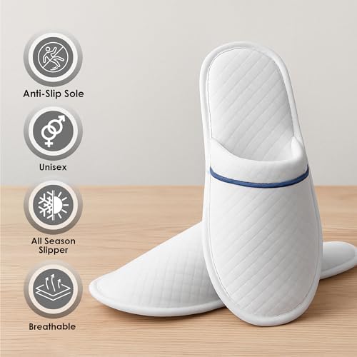 Indoor Spa Slippers 6–12 Pairs – Unisex Washable, Non-Slip Closed Toe Disposable Slippers for Guests, Bathroom, Bedroom, Hotel, House, Bride, Travel and Shoeless Home - Image 3