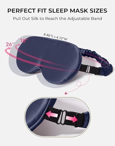 SilkSilky 100% 22 Momme Mulberry Silk Sleep Mask, Dark Blue - Image 4