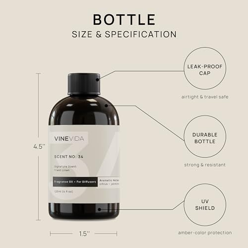 VINEVIDA Fresh Linen Fragrance Oil for Cold Air Diffusers - 4 Fl Oz - Essential Oils for Diffuser Oil Refill & Air Freshener Room Spray - Image 5