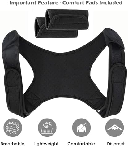 Adjustable Posture Corrector Brace for Men Universal Fit Upper Back, Shoulder & Clavicle Support, Helps Improve Posture & Relieve Neck, Shoulder & Back Pain (Patented Design) - Image 2
