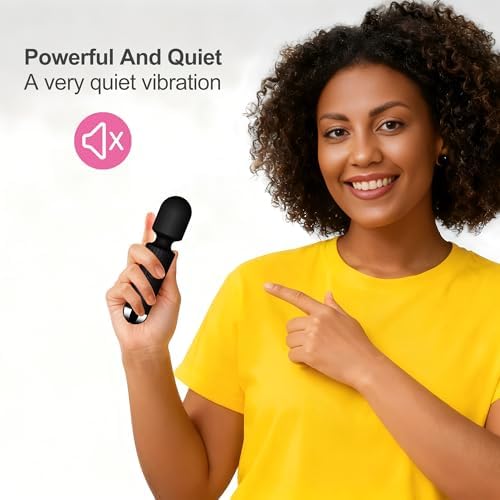 Personal Mini Quiet Massager 20 Vibration Wand Modes 8 Intensity, Portable Handheld Massage for Neck Shoulder Back, Deep Tissue Relief, Cordless & Travel-Friendly (Black) - Image 3