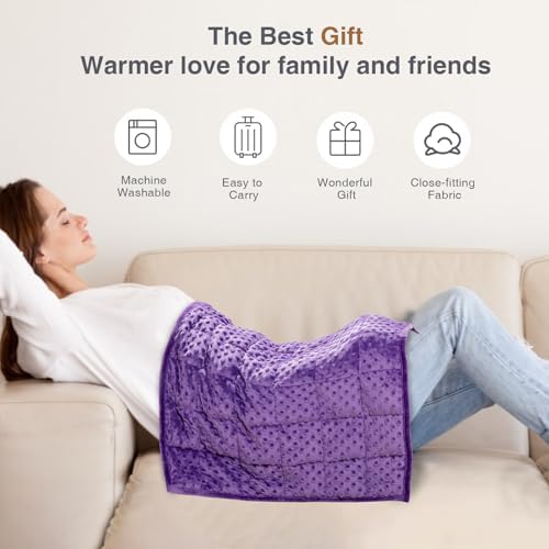 Alomidds Weighted Lap Blanket 7lbs, Cozy Luxury Breathable Weighted Blanket for Adults, Weighted Lap Pad for Travel, Relaxation, Sleeping, Purple, 29" x 24" - Image 7