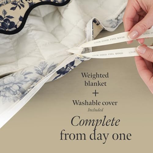 15 lb Cooling Weighted Blanket for Adults (60x80 Queen) | 100% Cotton with Removable Cover | Unique Scallop Edge Design | Oeko-TEX Glass Beads | Breathable All-Season Heavy Blanket - Image 3