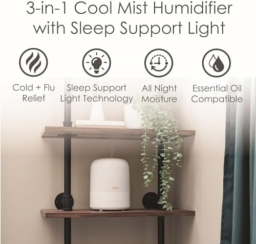 Crane Top Fill Mini Humidifier for Bedroom and Nursery 3-In-1 Essential Oil Diffuser Sleep Light 0.5 Gallon Baby Humidifier - Image 3