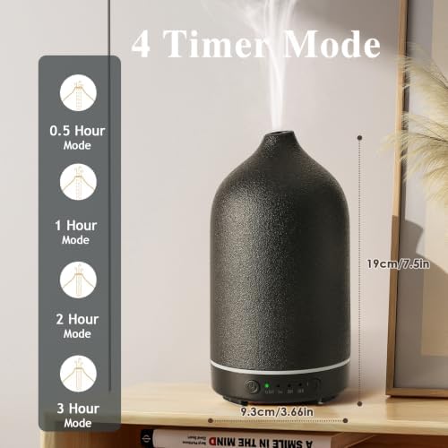 Diffuserlove Ceramic Essential Oil Diffuser Aromatherapy Diffusers for Home Bedroom Air Stone Diffuser Black Base - Image 5
