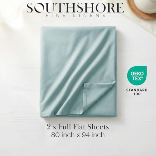 Hotel Quality Full Flat Sheets Only 2 Pack Microfiber Top Sheet Sky Blue - Image 2