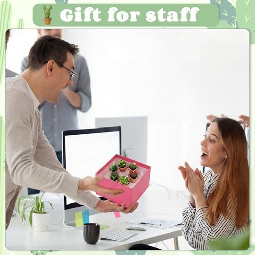 Lyrow 24 Sets Employee Appreciation Gift Cactus Tealight Candles Set Mini Handmade Succulent Candle Planter with Matchbox, Office Thanks Gift for End of Year Staff Team Teacher Volunteer - Image 6