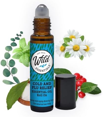 Wild Essentials Cold and Flu Relief Essential Oil Roll On, 10ml for Deep Relief, Made with 100% Pure, Premium Grade Essential Oils and Organic Jojoba Oil, Ready to Use, Moisturizer by WildEssentials