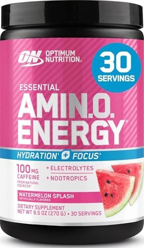 Optimum Nutrition Amino Energy Powder Plus Focus, Watermelon, 9.5 Oz by OPTIMUMNUTRITION