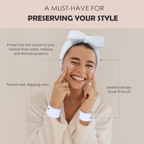 Ayesha Spa Headband and Wristband Set for Washing Face Skincare Makeup - Image 2