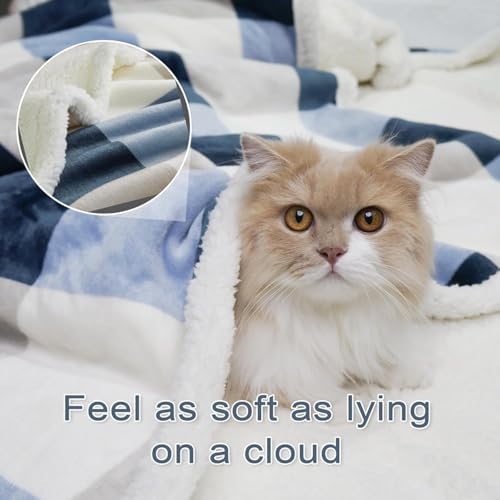 Gracelife Sherpa Fleece Throw Blanket for Couch, Fluffy Plush Warm Fuzzy Blanket for Women and Men, Cozy Thick Soft Twin Blanket for Bed, Gray-Soft Blue, 50x60 Inches - Image 5